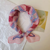 Qfdian  Printed fresh and sweet childlike style small square scarf for women spring and autumn new neck scarf sun protection scarf