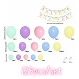 Qfdian  123-Piece Unicorn-Themed Party Decoration Set, Including Macaron-Style Latex Balloons, Suitable for Wedding Decorations, Anniversary Celebrations, and Birthday Party Arrangements, Including a Happy Birthday Banner
