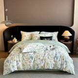 Qfdian 600TC Egyptian Cotton Flowers Butterfly Print Bedding Set Single Double Queen King Size Duvet cover Set Bed Sheet Pillowcases