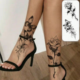Qfdian  Waterproof Temporary Tattoo Sticker butterfly flower rose fake tatto flash tatoo shin for girl women