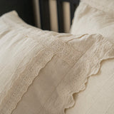 Qfdian 4/5Pcs French Vintage Bedding Sets 85% Cotton and 15% Linen Stitch Embroidery Double Bed Sheet Coverlet Quilt Cover Pillowcases