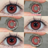 Qfdian  2pcs/pair Cyber Series Halloween Colored Contact Lenses for Makeup Eyes Big Pupils Red Contact Lenses Brown Lens Myopia