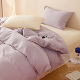 Qfdian  Striped Girls Flower Bedding Sets, Washed Cotton Bed Linens, Soft Quilt Cover Sheet Set, Simple Bedspread, Home Textiles