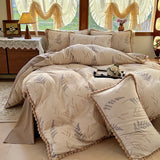 Qfdian  3/4Pcs Printing Bedding Set Skin-friendly Soft Duvet Cover Set Bed Sheet Or Bed Skirt Pillowcases