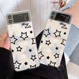 Qfdian  Cute Star Phone Case for Samsung Galaxy Z Flip 6 ZFlip 5 5G Hard Transaprent Cover for Samsung ZFlip 4 Z Flip 3 7 Kawaii Shell