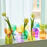 Qfdian  2pc Set Mini Vases Terrarium Hydroponic Plant Pot Glass Vase Wedding Flowers Candle Holders Decor Avocado Glass Growing Bud Vase