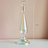 Qfdian Glass Candle Holder Home Decor Nordic Rainbow Vase Flower Table Living Room Decoration Candlestick Holder for Wedding