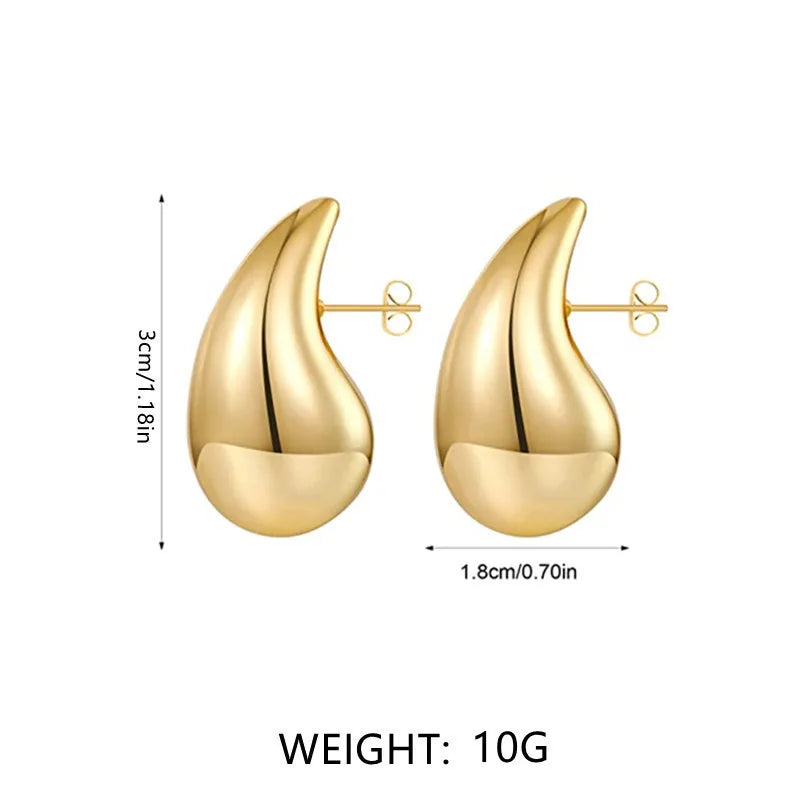 Gold Plated Tear Drop Earrings Dupes for Women Lightweight Smooth Metal Waterdrop Hoop Earrings Luxury Trendy Jewelry Party Gift