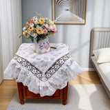 Qfdian  ‌Lace Tablecloth Atmosphere French Light Luxury Style High-end Feeling Dining Table Decoration Home Dust-proof White Tablecloth