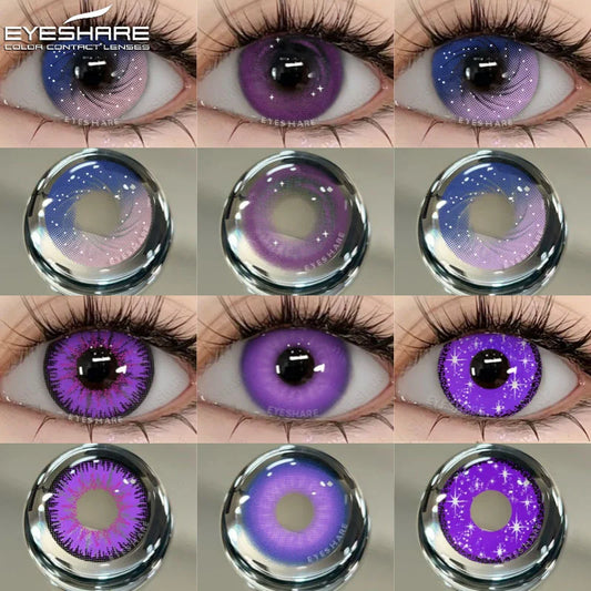 EYESHARE 1Pair Purple Lenses for Eyes Color Contact Lenses for Eyes Pink Anime Colored Lens Y2K Lenses for Natural Eye Yearly