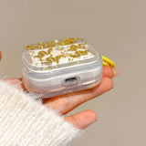 Qfdian  Gold Foil Glitter Snake Earphone Case For Apple AirPods 4 3 2 1 Pro 2nd Wireless Bluetooth Charging Box Headset Protective Cover