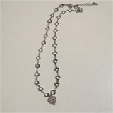 Qfdian  Kpop Vintage Goth Punk Heart Pendant Chain Pearl Metal Necklace For Women Collares Aesthetic Grunge EMO Jewelry Y2K Accessories