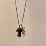 Qfdian Korean Colorful Stones Geometric Pendant Necklace for Women Simple Metal Grape Cluster Clavicle Chain Sweater Chain Jewelry Gift