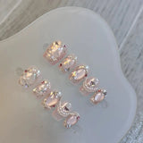 Qfdian 10Pcs New Shiny Handmade Press On Nails Short Ballet False Nails Full Cover Cat Eye Glitter Design Manicure Wearable Nail Tips