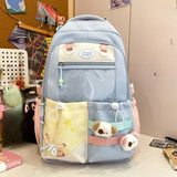 Qfdian Patchwork Contrast Color Kawaii Chic Schoolbags High-capacity Preppy Pockets Backpack All Match Y2k Backpacks for Women Students