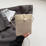 Qfdian  Women Vintage Crochet Mini Cellphone Bag Trendy Casual Travel Shoulder Crossbody Bags New Streetwear Fashion Purses and Handbags