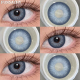 Qfdian  2PCS Natural Brown Gray Lenses for Eyes Blue Lenses Beautiful Pupil Korean Fashion Color Round Lens Yearly Cosmetics