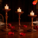 Qfdian  3Pcs Farmhouse Wood Candle Holders- Tall Rustic Pillar Candlestick Stands - Fits 4 inch & 3 inch Pillar Candles - Modern Farmhou