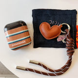 Qfdian Stripe Love Heart Lanyard For AirPods 4 2024 New Earphone Case For AirPods Pro 2 3nd Generation Wireless Bluetooth Charging Box