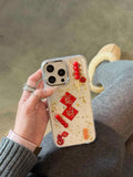 Qfdian 3D candied haws new year shiny fundas for iphone 15pro 16Pro 14promax 14 13 15 16 pro max 13pro 12 chain transparent phone case