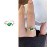 Qfdian  Minimalist Handmade Zircon Ring Simple Design Retro Texture Crystal Ring Irregular Shape Matte Finish Gemstone Ring