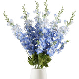Qfdian 6pcs Blue Delphinium Artificial Flowers Long Stem Larkspur for Wedding Centerpieces Floral Arrangements Home Vase Decor