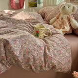 Qfdian  Floral Bedding Set Korean Style Soft Bed Sheet Set Queen King Size Duvet Cover Set No Filling With Pillowcase Bedroom Decor