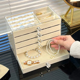 Qfdian  3/5Layer Flannel Jewelry Box Earring Necklace Ring Boxes Jewelry Dustproof Tabletop Organizers Multifunctional Storage Box Gifts