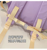 Qfdian Contrast Color Patchwork Pleated Backpacks College Casual Travel Bags for Women Y2k Aesthetic All Match Trendy Simple Schoolbags