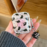 Qfdian Korea Lovely Cartoon Black Cat INS Pendant Soft Silicone Earphone Case For Apple AirPods 1 2 3 4 Pro 2 3nd TPU Protective Cover