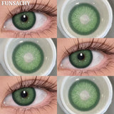 Qfdian  2PCS Natural Brown Gray Lenses for Eyes Blue Lenses Beautiful Pupil Korean Fashion Color Round Lens Yearly Cosmetics