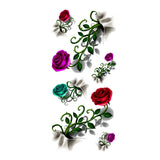 Qfdian  Women's 3D Colorful Waterproof Body Lip Art Sleeve DIY Stickers Glitter Temporary Tattoos Mini Rose Flower tatto