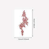 Qfdian  Red Rose Henna Temporary Tattoo Sticker, Hand-Painted Floral Design, Long-Lasting Party Body Art