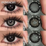 Qfdian  2pcs Black Series Color Contact Lenses Natural Gray Eye Lens Beautiful Pupils Yearly Fashion Brown Softlens Cosmetics