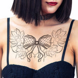 Qfdian  Waterproof Temporary Tattoo Sticker Flower Geometry Bow sexy Fake Tatto Flash Tatoo chest Tato for Girl Women