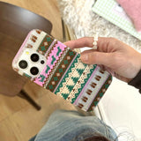 Qfdian Shiny christmas winter print shell for iphone 15pro 14promax 14 13 15 16 pro max 13promax 16pro cute colorful chain phone case