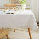 Qfdian  Cotton Linen Tablecloth Rectangular Decorative Protector for Dining Table Coffee Table Dustproof for Home Kitchen Indoor Use