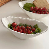 Qfdian  Relief Sculpture Porcelain Bowl French Style Simple Household Food Container Fruit Vegetables Yogurt Salad Bowl Kitchen Supplies