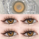 Qfdian  1Pair Natural Brown Contact Lenses for Eyes Colored Lenses Gray Pupils Big Eye Lenses Fashion Beauty Contacts Yearly