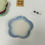 Qfdian Plum Blossom Small Plate 5.5Inches 14cm Rainbow Sauce Plate Flower Shaped Pet Gradual Spike Bone Plate Tableware Ceramic Dishs