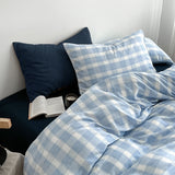 Qfdian  Korean Style Striped Bedding Set For Girls Boys Bed Linen Set Skin Friendly Fresh Printed Soft Duvet Cover Set Home Decorations