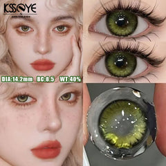 Qfdian 2PCS Contact Lenses with Degree -0.00 to-8.00 Blue Eye Green Korea Lens Purple Black Makeup Beauty Pupils Fast Delivery