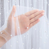 Qfdian White Pearl Tulle Fabric Sheer Mesh Fabric Bridal Veil Wedding Table Decorations for Wedding Sewing DIY Crafts Gowns Crafts