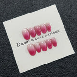 Qfdian 10pcs Handmade Short Oval Pink Gradient Cat Eye Press on Nails Detachable High Quality Simple False Nails Wearable Nail Tips Art