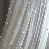Qfdian  A white pearl-embroidered tulle drape that can be freely cut and is suitable for home décor and birthday party decorations.