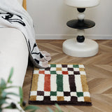 Qfdian Checkerboard bathroom absorbent mats toilet non-slip floor mats absorbent quick-drying bath mat bedroom carpet floor mats