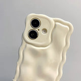 Qfdian Solid Color Gloss 3D Wave Texture Phone Case for iPhone 16 15 14 13 16 Pro Max Soft Silicone Shockproof Protection Coque Cover