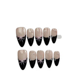 10PCS Handmade French Nails Long Press on Acrylic Fake Nails with Bow Press on Design Full Cover Fake Nail Decorations Tips