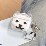 Qfdian Lnteresting Transparent Line Dog Pattern Hard Silicone Headphone Protection Case for AirPods 1 2 3 4 Pro 2 Shell Cute Cat Cover