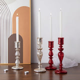 Qfdian  Vintage Glass Candle Holder Romantic Candlelight Dinner Decoration Wedding Table Centerpieces Accessories Home Decoration